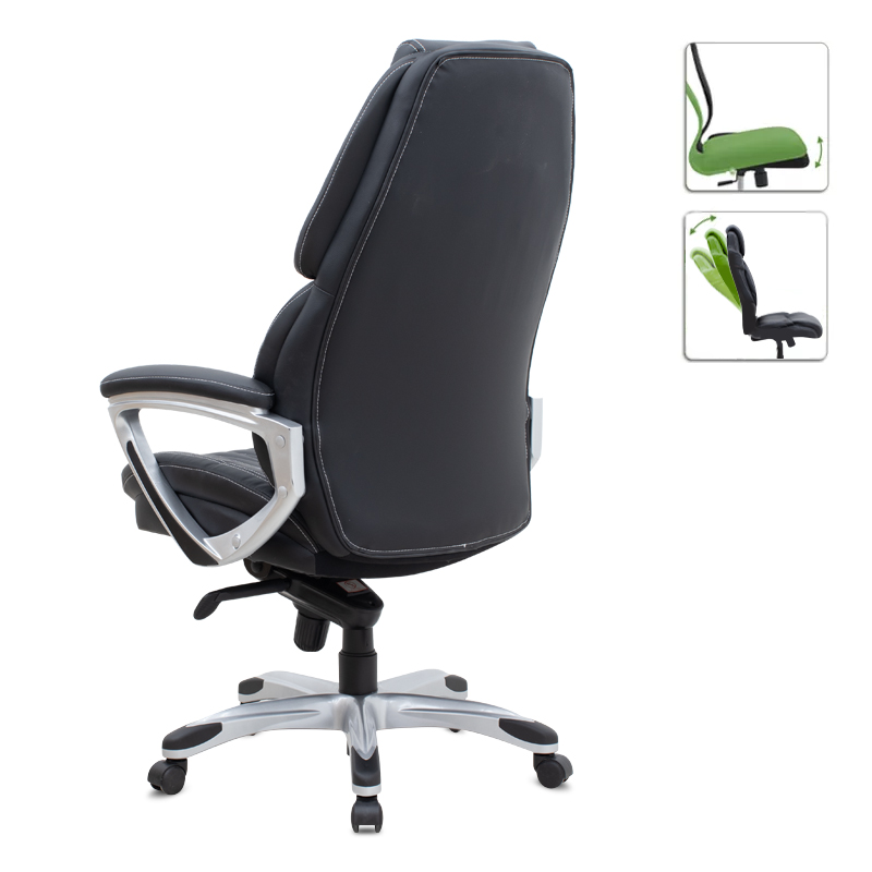 Καρέκλα γραφείου διευθυντική Duke Megapap από τεχνόδερμα χρώμα μαύρο 72x70x120/125εκ.