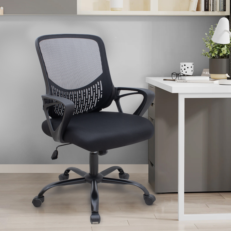 Καρέκλα γραφείου Freda Megapap με ύφασμα Mesh χρώμα μαύρο 65x65x90/100εκ.