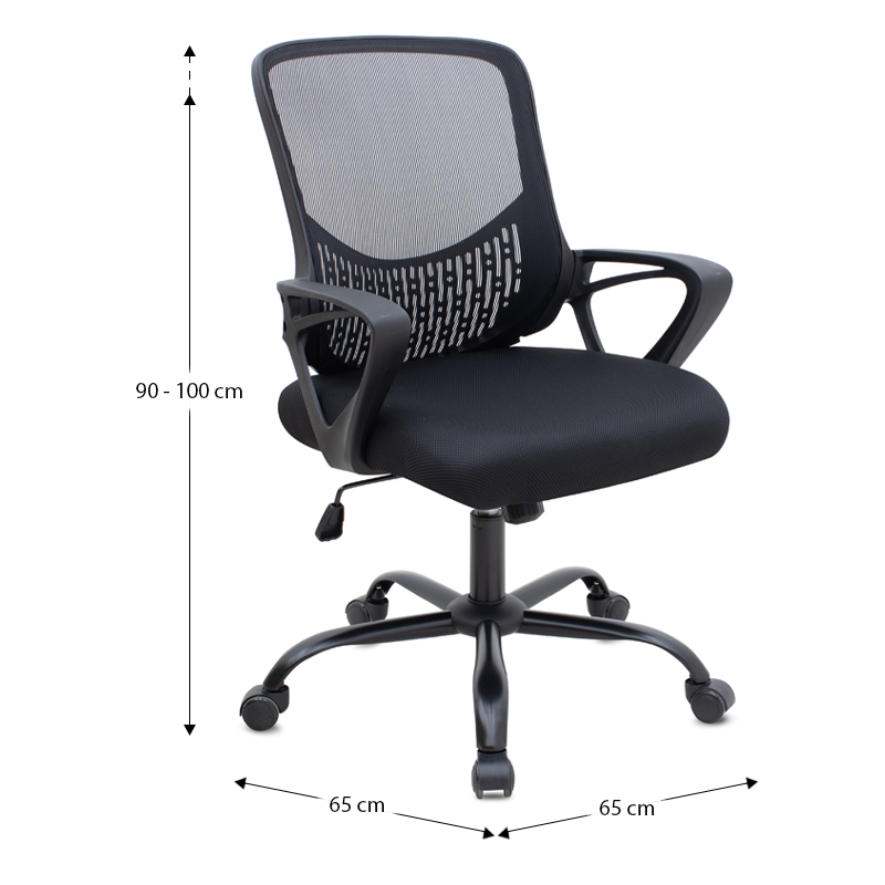 Καρέκλα γραφείου Freda Megapap με ύφασμα Mesh χρώμα μαύρο 65x65x90/100εκ.