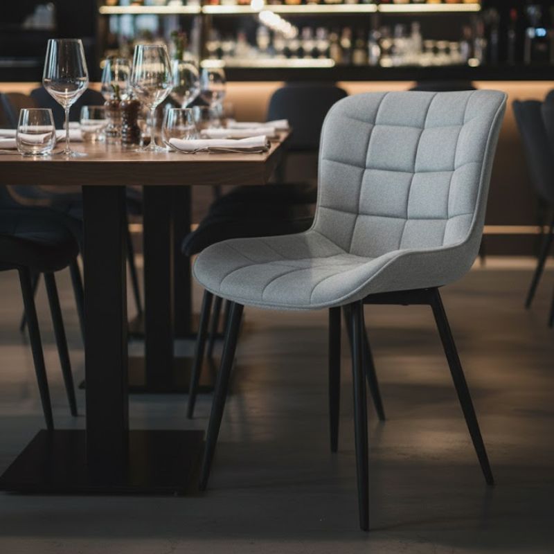 Καρέκλα τραπεζαρίας Chiara Megapap γκρι ύφασμα - μεταλλικό μαύρο πόδι 48x58x81εκ.