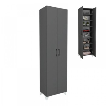 Ντουλάπα - Παπουτσοθήκη Lilly Megapap χρώμα ανθρακί 49x32x178εκ.