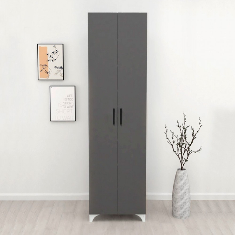 Ντουλάπα - Παπουτσοθήκη Lilly Megapap χρώμα ανθρακί 49x32x178εκ.