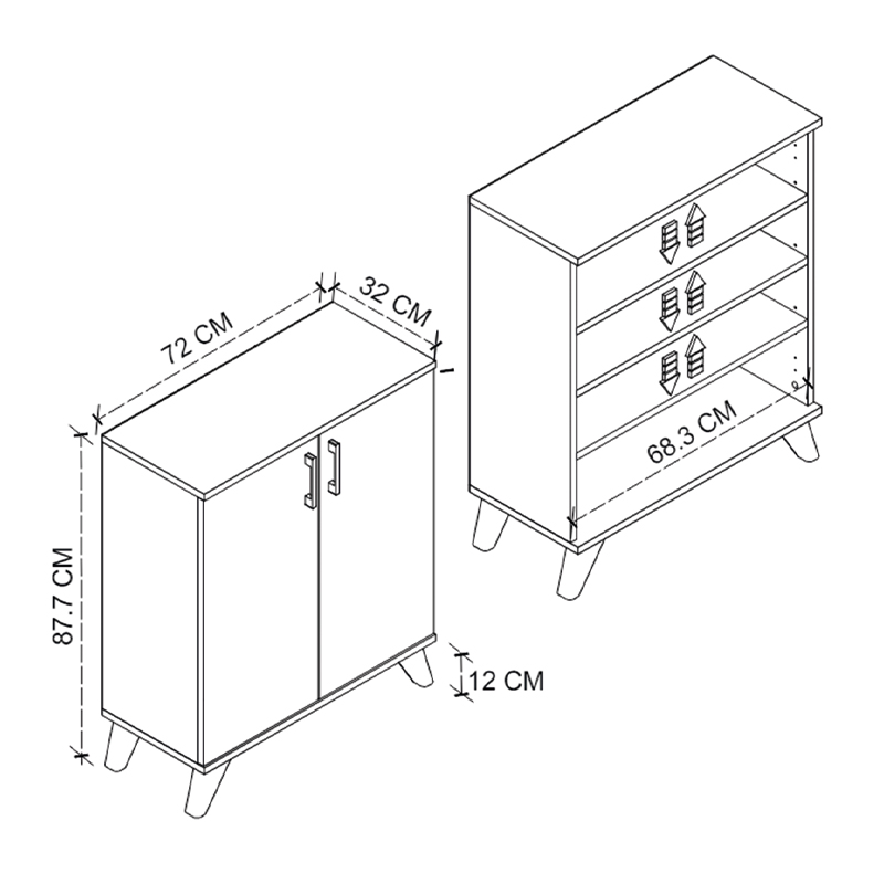 Ντουλάπι κουζίνας/μπάνιου - Παπουτσοθήκη Lilly Megapap χρώμα pine oak 72x32,5x88εκ.