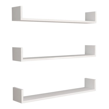 Ραφιέρα τοίχου Tyrion Megapap 3 τεμαχίων χρώμα λευκό 90x15x12εκ.