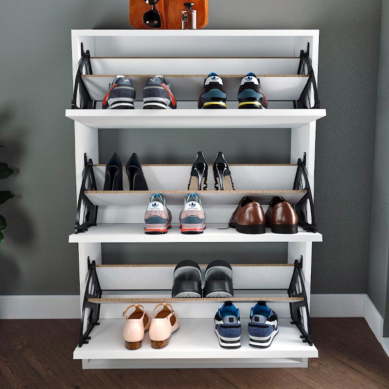 Παπουτσοθήκη Nave Megapap 18 ζευγών χρώμα λευκό 73,6x24x110εκ.