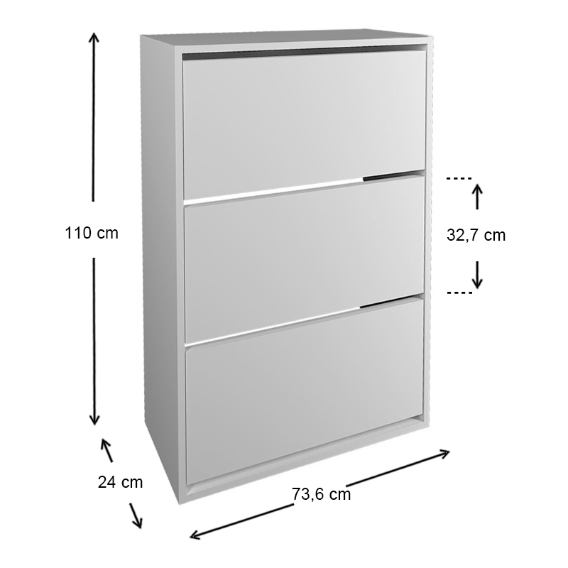 Παπουτσοθήκη Nave Megapap 18 ζευγών χρώμα λευκό 73,6x24x110εκ.