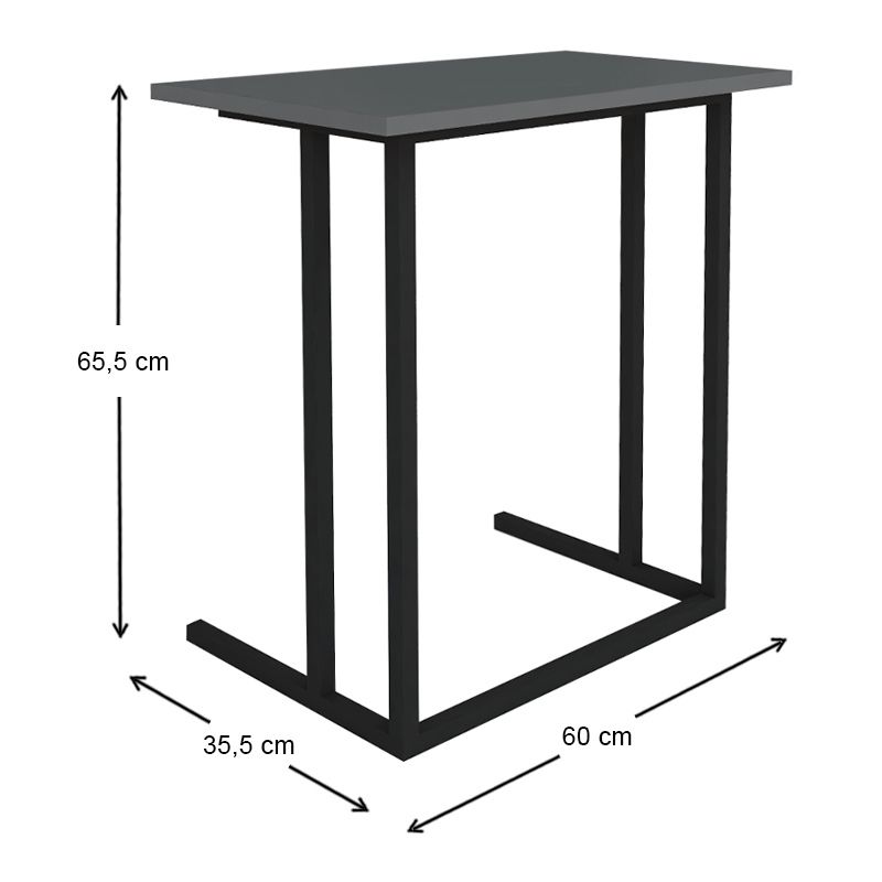 Τραπεζάκι βοηθητικό Jango Megapap μεταλλικό - μελαμίνης χρώμα μαύρο - ανθρακί 60x35,5x65,5εκ.
