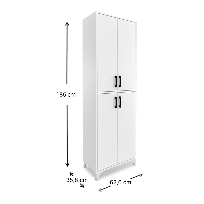 Ντουλάπα κουζίνας/μπάνιου Charlie Megapap χρώμα λευκό 62,6x35,8x186εκ.