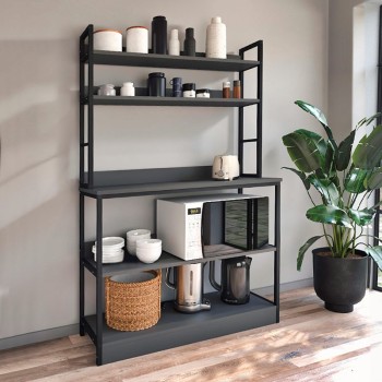 Έπιπλο κουζίνας Foyer Megapap χρώμα μαύρο - ανθρακί 101x36x160,7εκ.