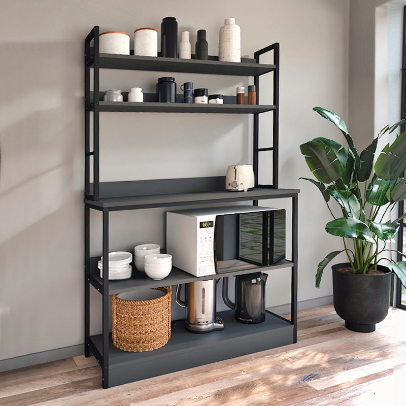 Έπιπλο κουζίνας Foyer Megapap χρώμα μαύρο - ανθρακί 101x36x160,7εκ.