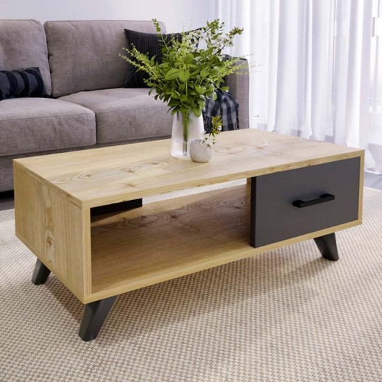 Τραπεζάκι σαλονιού Gilbert Megapap από μελαμίνη χρώμα sapphire oak - ανθρακί 90x45x35εκ. Τραπεζάκι σαλονιού Gilbert Megapap από μελαμίνη χρώμα sapphire oak - ανθρακί 90x45x35εκ.