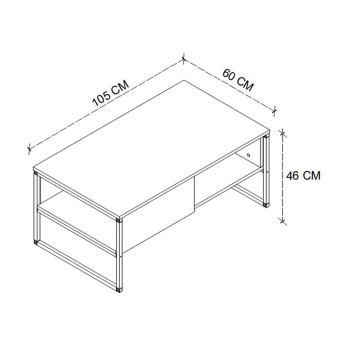 Τραπεζάκι σαλονιού Lawrence Megapap χρώμα ανθρακί 105x60x46εκ.