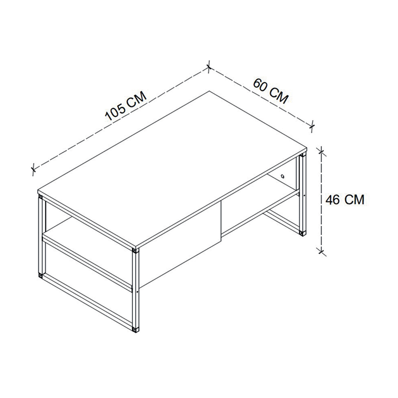 Τραπεζάκι σαλονιού Lawrence Megapap χρώμα ανθρακί 105x60x46εκ.