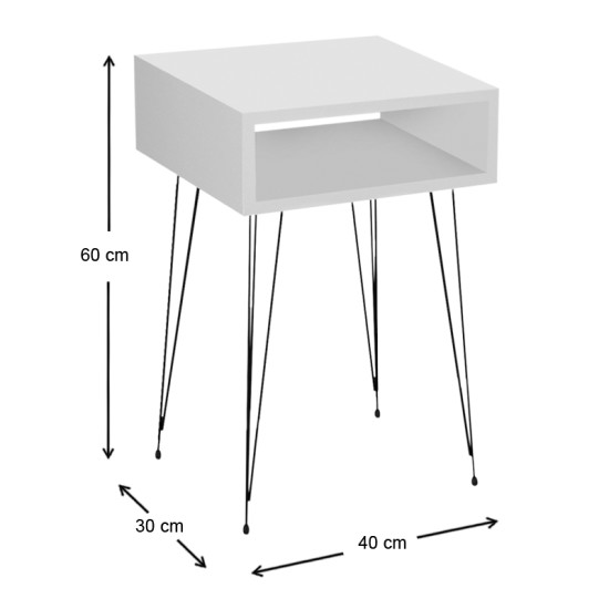 Κομοδίνο μελαμίνης Scott Megapap χρώμα λευκό 40x30x60εκ. Κομοδίνο μελαμίνης Scott Megapap χρώμα λευκό 40x30x60εκ.