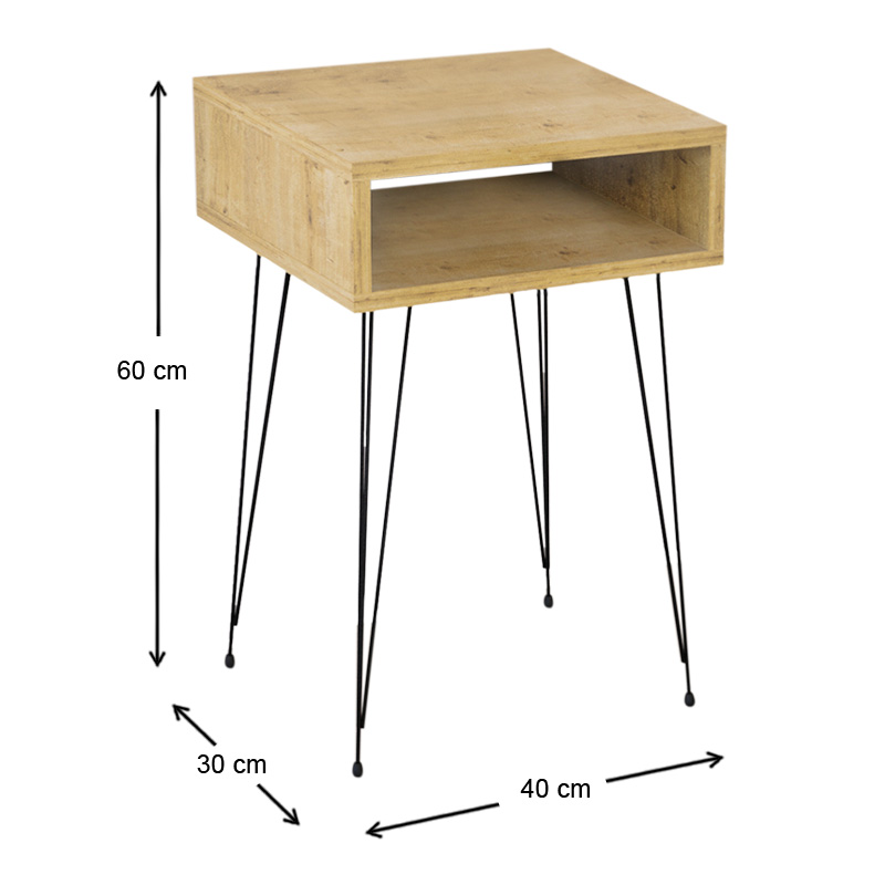 Κομοδίνο Scott Megapap χρώμα sapphire oak 40x30x60εκ.
