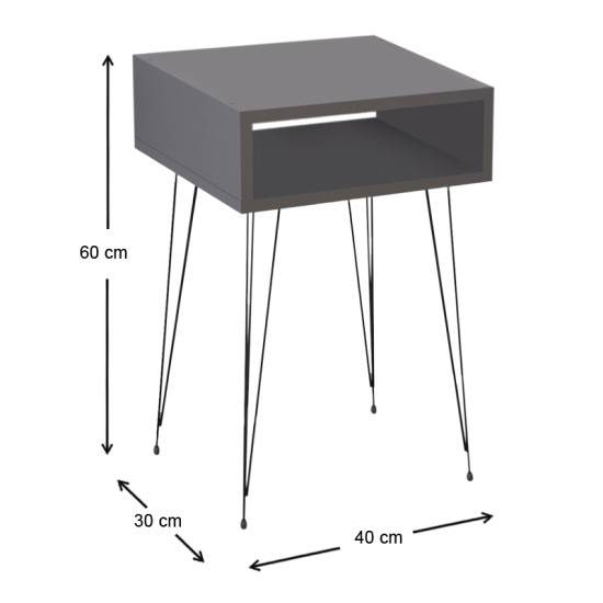 Κομοδίνο μελαμίνης Scott Megapap χρώμα ανθρακί 40x30x60εκ. Κομοδίνο μελαμίνης Scott Megapap χρώμα ανθρακί 40x30x60εκ.