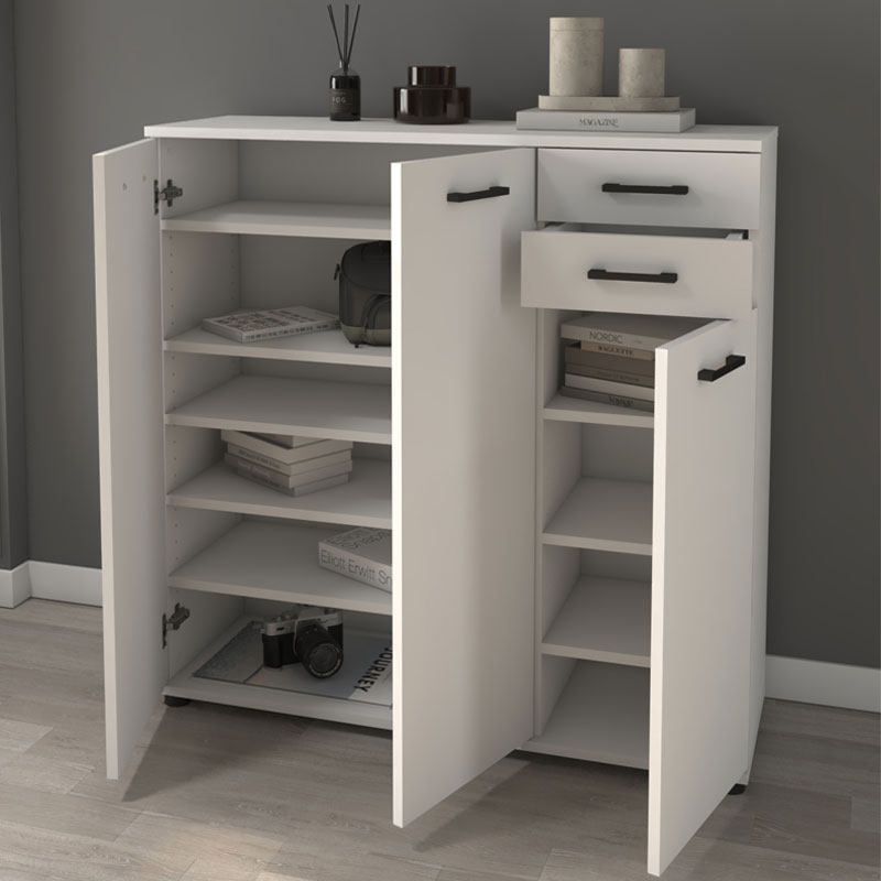 Παπουτσοθήκη - ντουλάπι Polly Megapap χρώμα λευκό 108x35x108εκ.