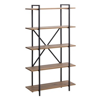 Βιβλιοθήκη Ernesto Megapap χρώμα μαύρο - καπνιστή καρυδιά 90x35,5x160εκ.