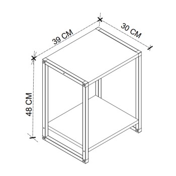Κομοδίνο Gina Megapap χρώμα ανθρακί - μαύρο 39x30x48εκ.