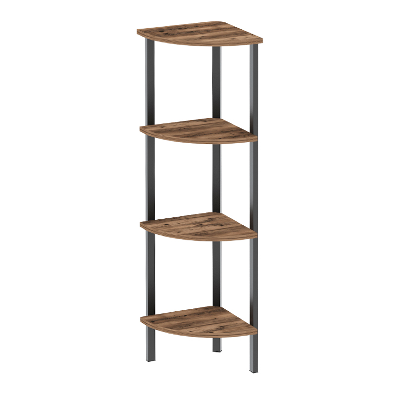 Βιβλιοθήκη γωνιακή Lela Megapap χρώμα μαύρο - καπνιστή καρυδιά 34x34x125εκ.