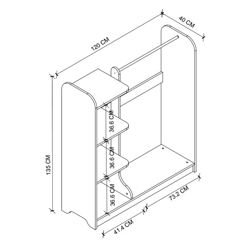 Έπιπλο εισόδου Rozesme Megapap χρώμα pine oak 120x40x135εκ.