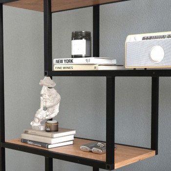 Βιβλιοθήκη Larissa Megapap χρώμα μαύρο - pine oak 90x30x159εκ.