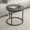 Τραπεζάκι σαλονιού σετ 2 τμχ Hilal Megapap χρώμα μαύρο εφέ μαρμάρου Ø66x49,5εκ.