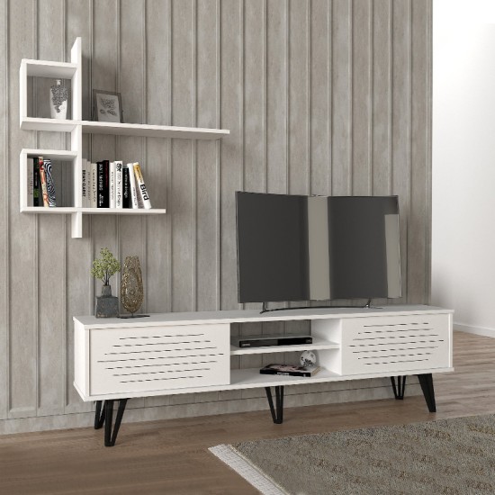 Σύνθεση τηλεόρασης Salerno Megapap χρώμα λευκό 180x35x51εκ. Σύνθεση τηλεόρασης Salerno Megapap χρώμα λευκό 180x35x51εκ.