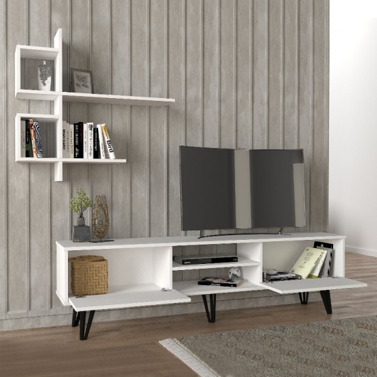 Σύνθεση τηλεόρασης Salerno Megapap χρώμα λευκό 180x35x51εκ. Σύνθεση τηλεόρασης Salerno Megapap χρώμα λευκό 180x35x51εκ.