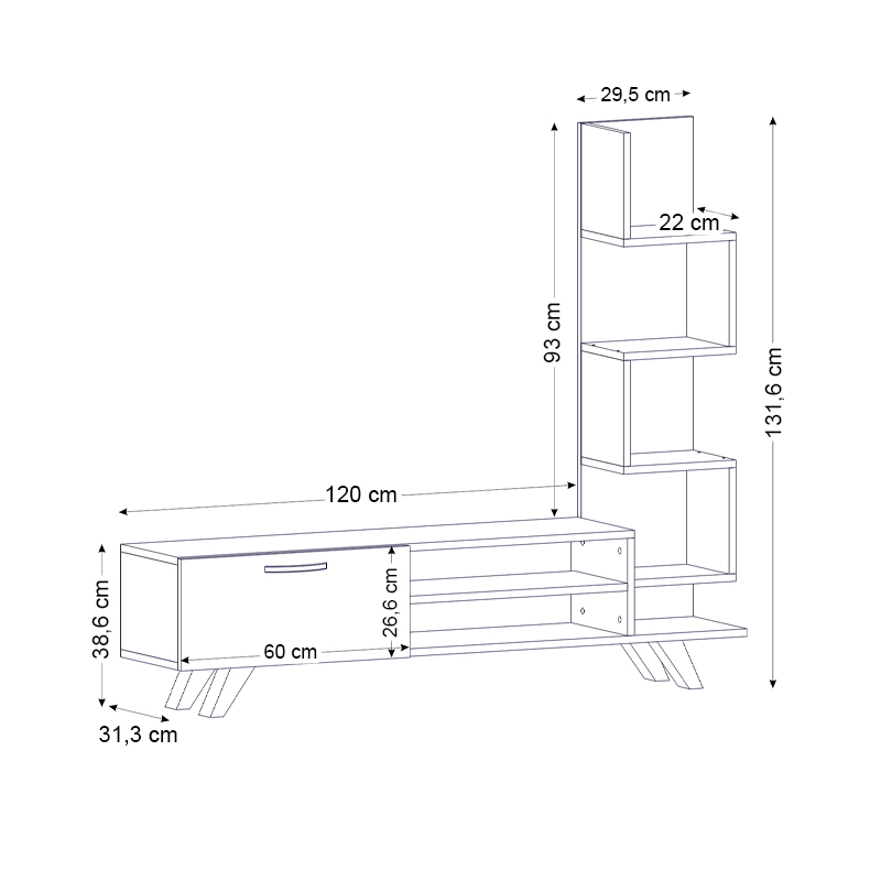 Έπιπλο τηλεόρασης Ceren Megapap χρώμα λευκό - cordoba 149,5x31x131,6εκ.