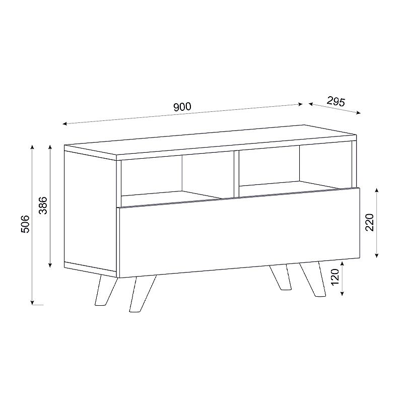 Έπιπλο τηλεόρασης Novela Megapap χρώμα λευκό - καρυδί 90x29,5x50εκ.