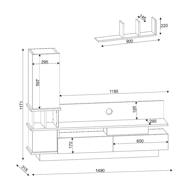 Σύνθεση τηλεόρασης Almeria Megapap χρώμα λευκό - cordoba 149x29,5x117εκ.