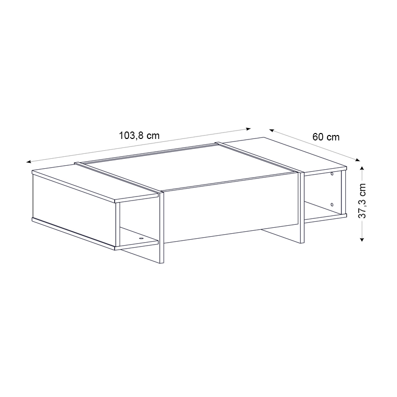 Τραπεζάκι σαλονιού Veyron Megapap χρώμα μαύρο rebab - μαύρο εφέ μαρμάρου 104x60x37,3εκ.