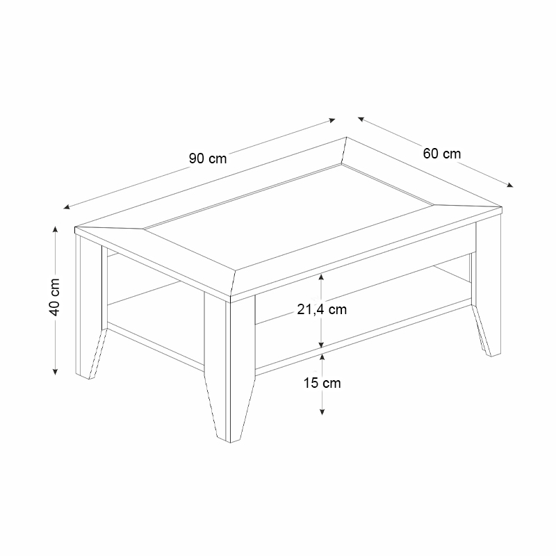 Τραπεζάκι σαλονιού Madura Megapap χρώμα sapphire oak 90x60x40εκ.