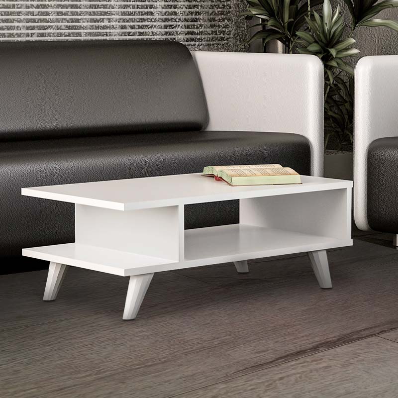 Τραπεζάκι σαλονιού Titus Megapap χρώμα λευκό 80x45x30εκ.