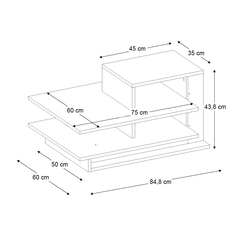 Τραπεζάκι σαλονιού Venus Megapap χρώμα λευκό - καρυδί 85x60x43,6εκ.