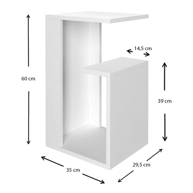 Τραπεζάκι βοηθητικό Rosana Megapap χρώμα λευκό 35x29,5x60εκ.