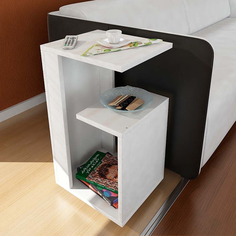 Τραπεζάκι βοηθητικό Rosana Megapap χρώμα λευκό 35x29,5x60εκ.