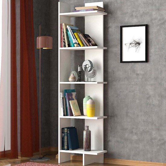 Βιβλιοθήκη μελαμίνης Perla Megapap χρώμα λευκό 48x22x170εκ. Βιβλιοθήκη μελαμίνης Perla Megapap χρώμα λευκό 48x22x170εκ.