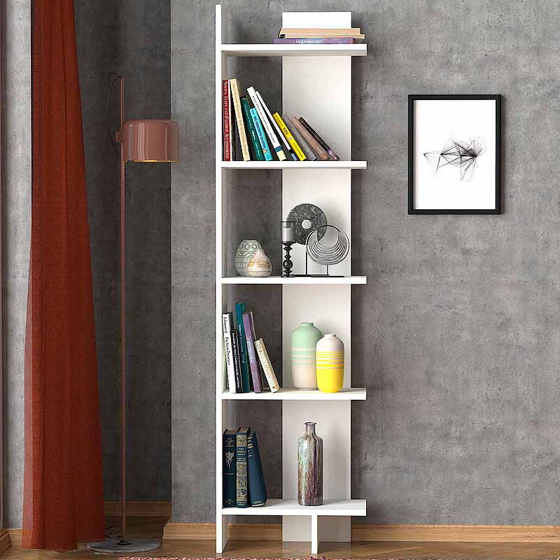 Βιβλιοθήκη Perla Megapap χρώμα λευκό 48x22x170εκ.