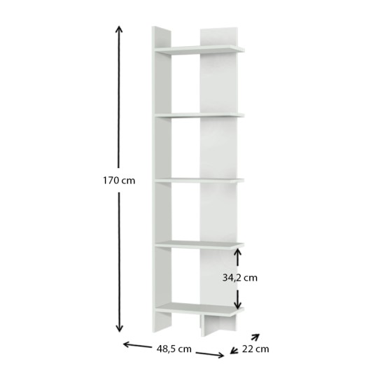 Βιβλιοθήκη μελαμίνης Perla Megapap χρώμα λευκό 48x22x170εκ. Βιβλιοθήκη μελαμίνης Perla Megapap χρώμα λευκό 48x22x170εκ.