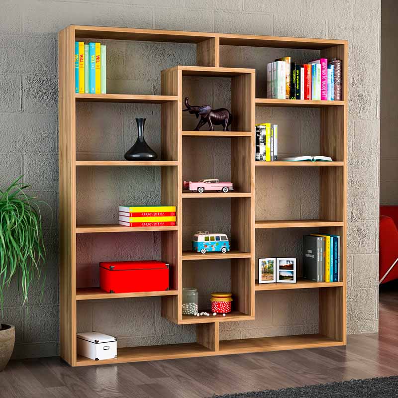 Βιβλιοθήκη Ample Megapap χρώμα καρυδί 125x22x135,7εκ.