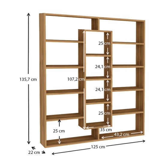 Βιβλιοθήκη μελαμίνης Ample Megapap χρώμα καρυδί 125x22x135,7εκ. Βιβλιοθήκη μελαμίνης Ample Megapap χρώμα καρυδί 125x22x135,7εκ.