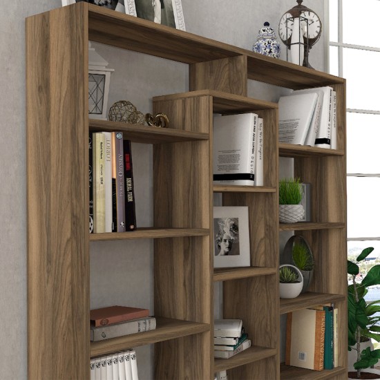 Βιβλιοθήκη μελαμίνης Ample Megapap χρώμα καρυδί 125x22x135,7εκ. Βιβλιοθήκη μελαμίνης Ample Megapap χρώμα καρυδί 125x22x135,7εκ.