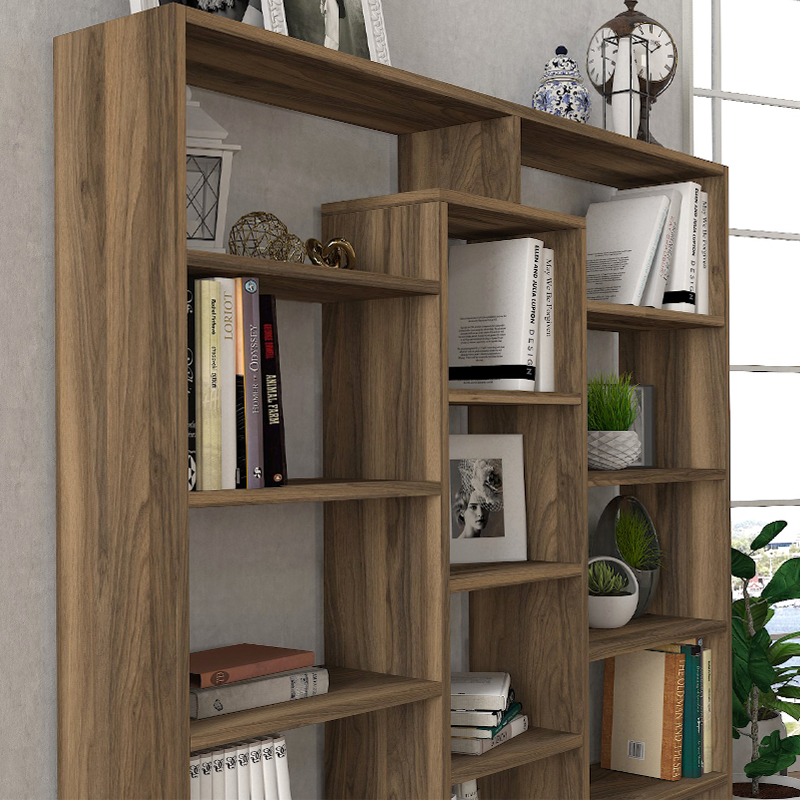 Βιβλιοθήκη Ample Megapap χρώμα καρυδί 125x22x135,7εκ.