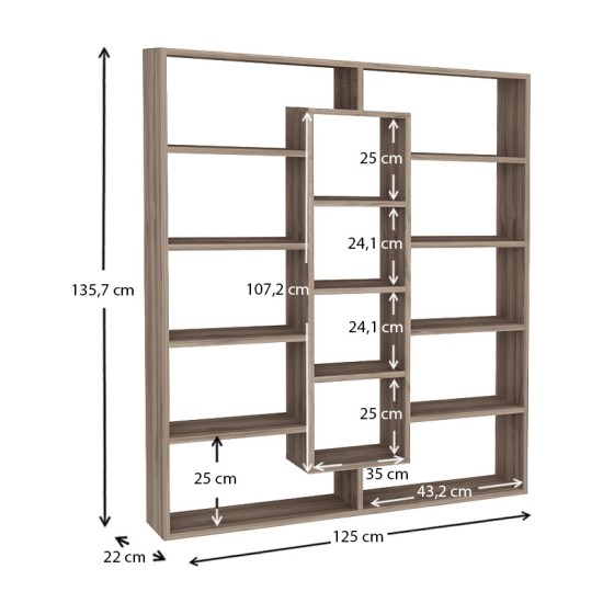 Βιβλιοθήκη μελαμίνης Ample Megapap χρώμα καρυδί 125x22x135,7εκ. Βιβλιοθήκη μελαμίνης Ample Megapap χρώμα καρυδί 125x22x135,7εκ.