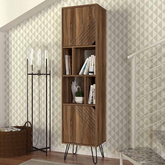 Βιβλιοθήκη μελαμίνης Norma Megapap χρώμα καρυδί 45x35x184εκ. Βιβλιοθήκη μελαμίνης Norma Megapap χρώμα καρυδί 45x35x184εκ.