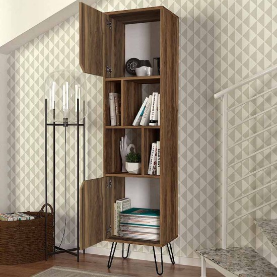 Βιβλιοθήκη μελαμίνης Norma Megapap χρώμα καρυδί 45x35x184εκ. Βιβλιοθήκη μελαμίνης Norma Megapap χρώμα καρυδί 45x35x184εκ.