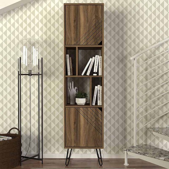 Βιβλιοθήκη μελαμίνης Norma Megapap χρώμα καρυδί 45x35x184εκ. Βιβλιοθήκη μελαμίνης Norma Megapap χρώμα καρυδί 45x35x184εκ.