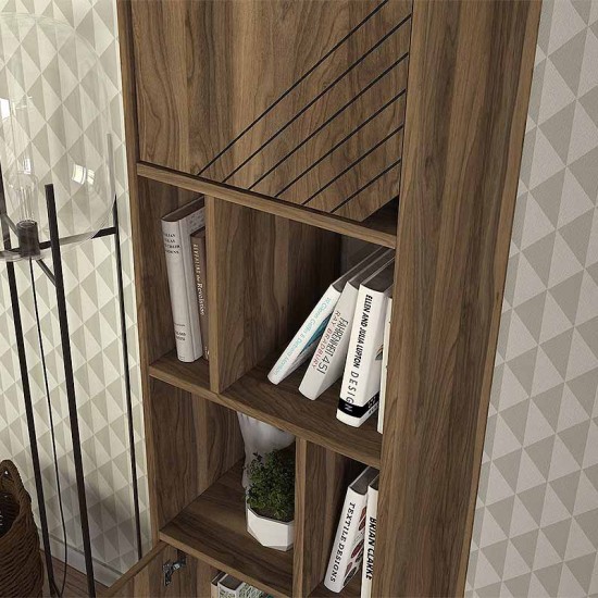 Βιβλιοθήκη μελαμίνης Norma Megapap χρώμα καρυδί 45x35x184εκ. Βιβλιοθήκη μελαμίνης Norma Megapap χρώμα καρυδί 45x35x184εκ.
